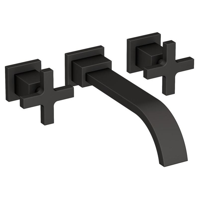 Secant Two Handle Wall-Mount Bathroom Faucet – Flat Black