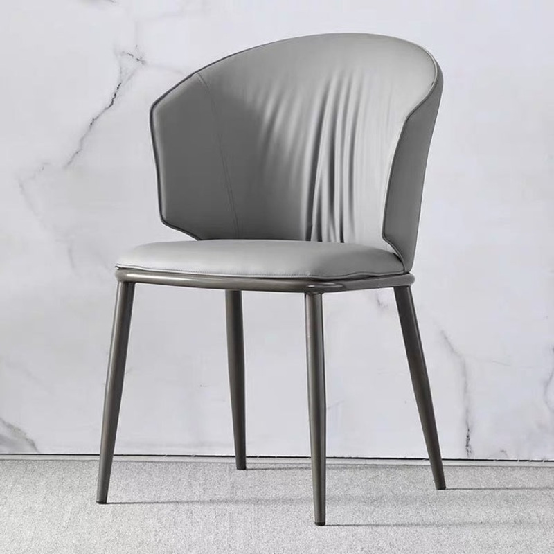 VELLUTO Modern Armless Upholstered Side Chair with Metal Legs for Kitchen & Dining Set of 2 (Grey)