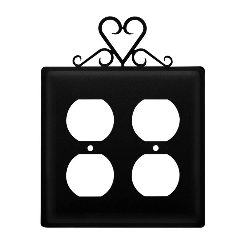 Village Wrought Iron EOO-51 Double Heart Double Outlet Cover