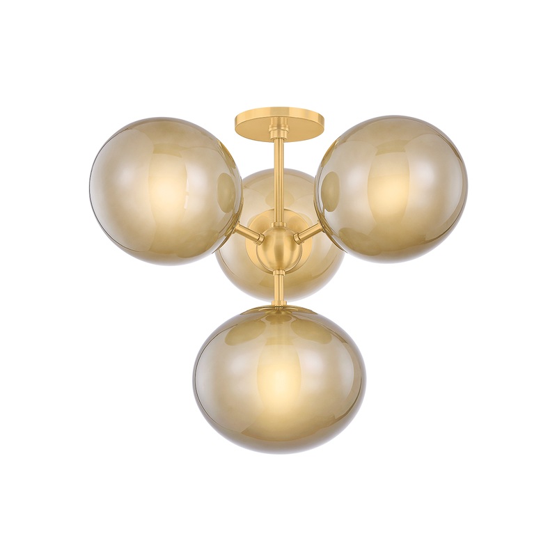 Zaley Semi Flush Aged Brass