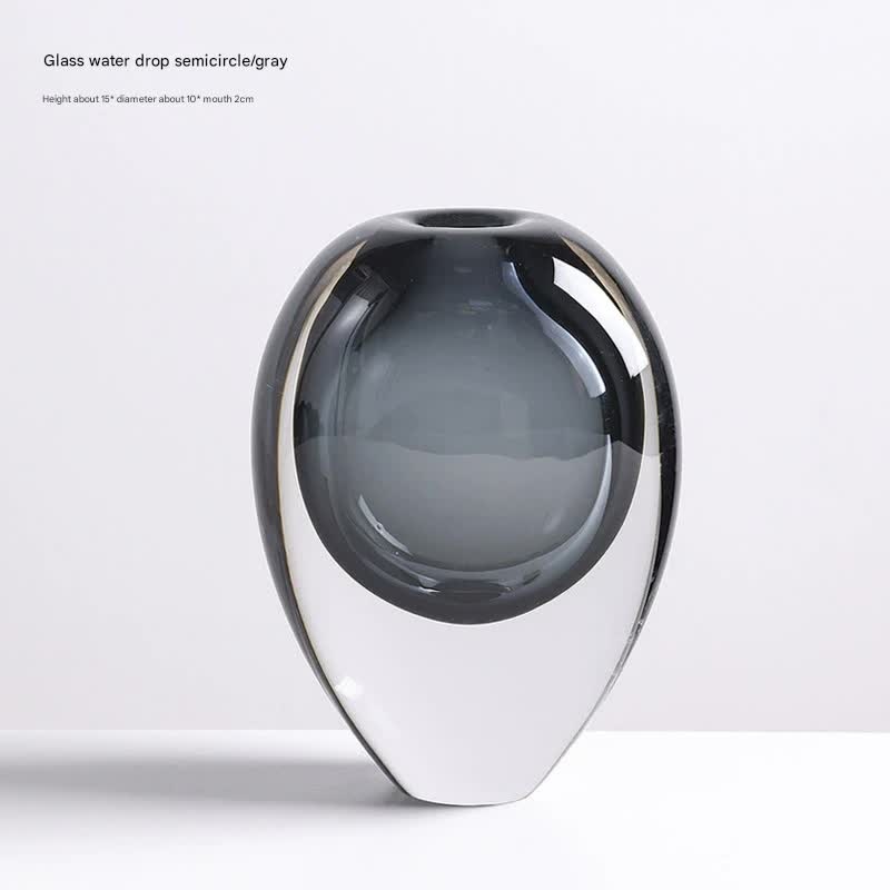 Artistic Teardrop Glass Vase – Handcrafted Glazed Finish for Hydroponics & Floral Decor(grey)