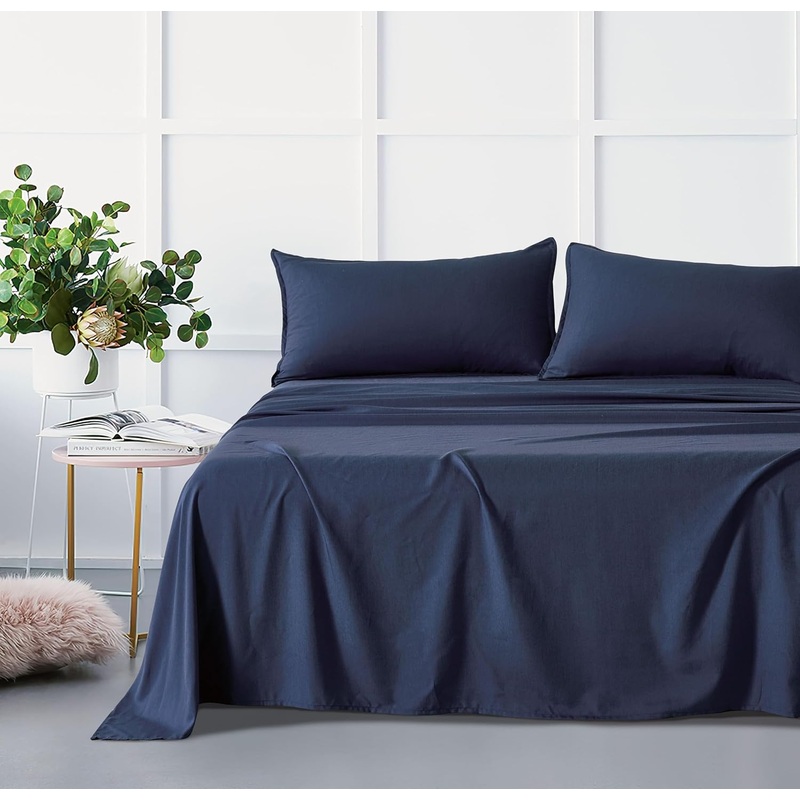 Bamboo Microfibre Sheet Set – Navy – King Single