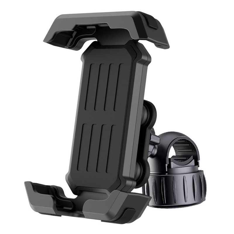 Black Heavy Duty Bike Phone Mount – Anti-Shake Motorcycle Holder with Secure Lock, 360 Rotation Cradle for All-Terrain Cycling
