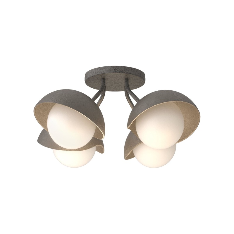 Brooklyn 4-Light Single Shade Semi-Flush Natural Iron Dark Smoke