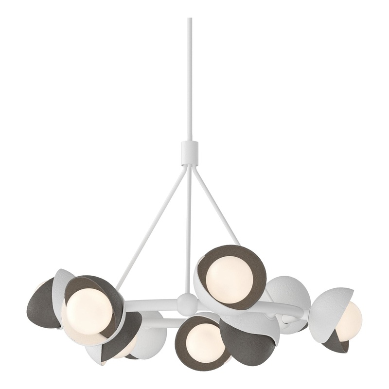 Brooklyn 9-Light Double Shade Ring Pendant White Dark Smoke