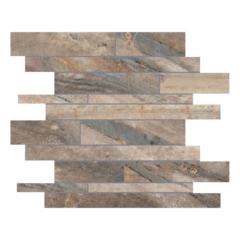 Evolution Earth Random Strip Matte Porcelain Mosaics. 1 Sheet = .96 Sq. Ft. (69-204)