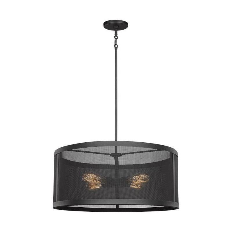 Four Light Pendant from the Gereon Collection in Black Finish by Visual Comfort Studio