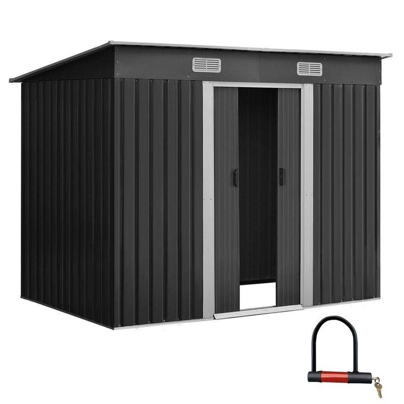 Giantz Garden Shed 2.38×1.31M Sheds Outdoor Storage Tool Metal Workshop Shelter Sliding Door