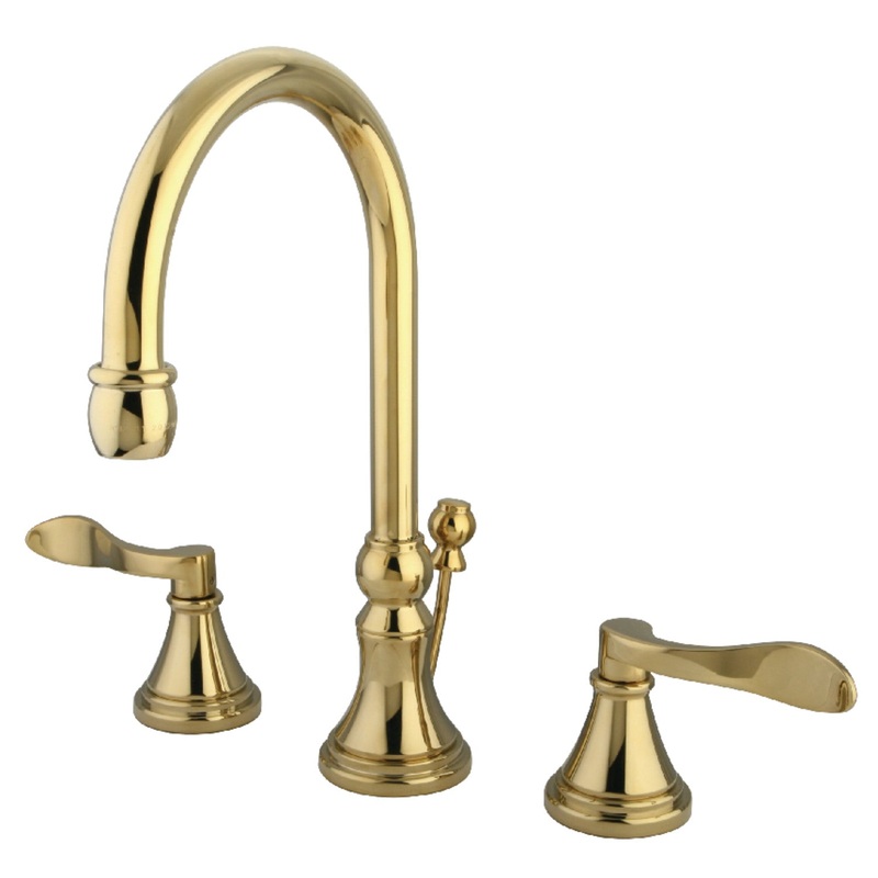 Kingston Brass KS2982DFL NuFrench Widespread Bathroom Faucet with Brass Pop-Up, Polished Brass