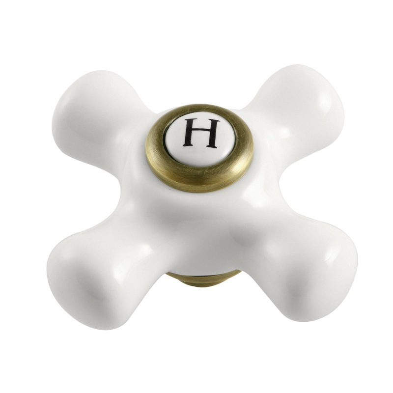 Kingston KSH266PXABH Hot Porcelain Cross Handle, Antique Brass
