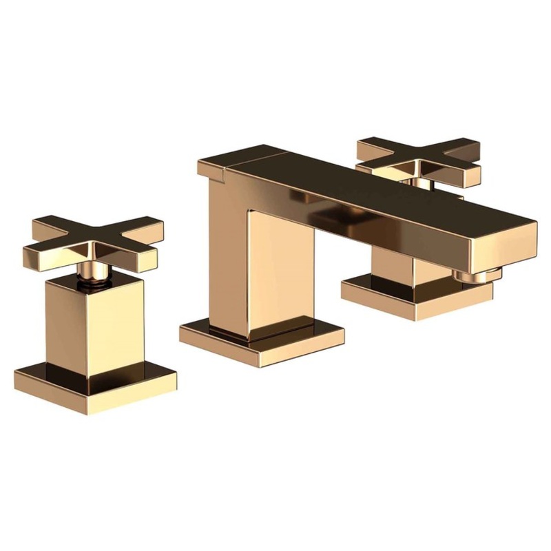 Lavatory Faucet Skylar Widespread 8 to 20 Inch Spread 2 Cross ADA French Gold PVD 1.2 Gallons per Minute Brass Spout Height 2-1/2 Inch