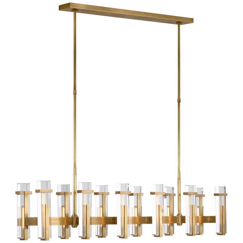 LED Linear Chandelier from the Malik Collection in Hand-Rubbed Antique Brass Finish by Visual Comfort Signature