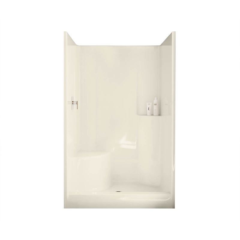 MAAX 102677-000-004-002 Evergreen 48 x 37 AcrylX Alcove Center Drain One-Piece Shower in Bone