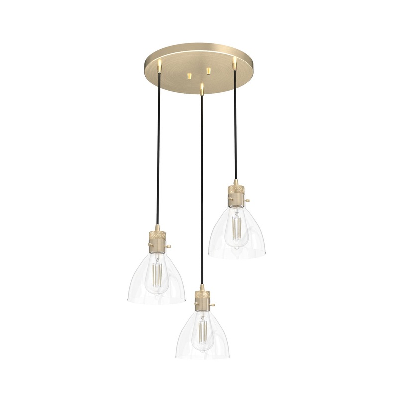 Three Light Cluster from the Van Nuys Collection in Alturas Gold Finish by Hunter