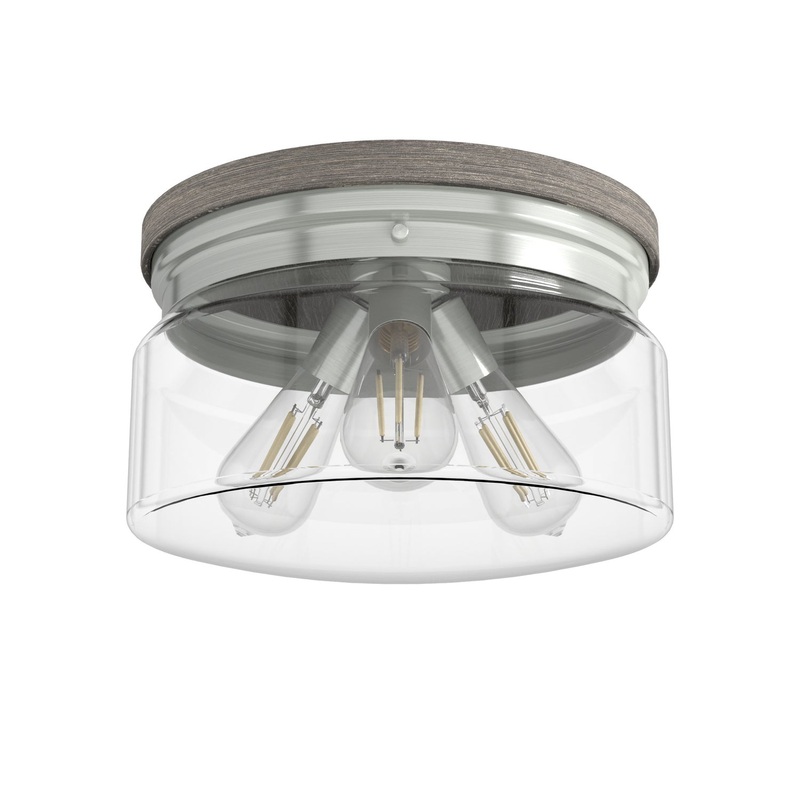 Three Light Flush Mount from the Devon Park Collection in Brushed Nickel Finish by Hunter