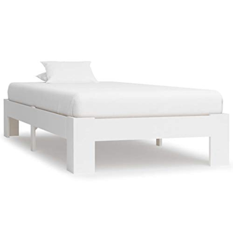 BIGTO – Struttura letto in legno di pino massello, per camera da letto, 90 x 200 cm, colore: Bianco