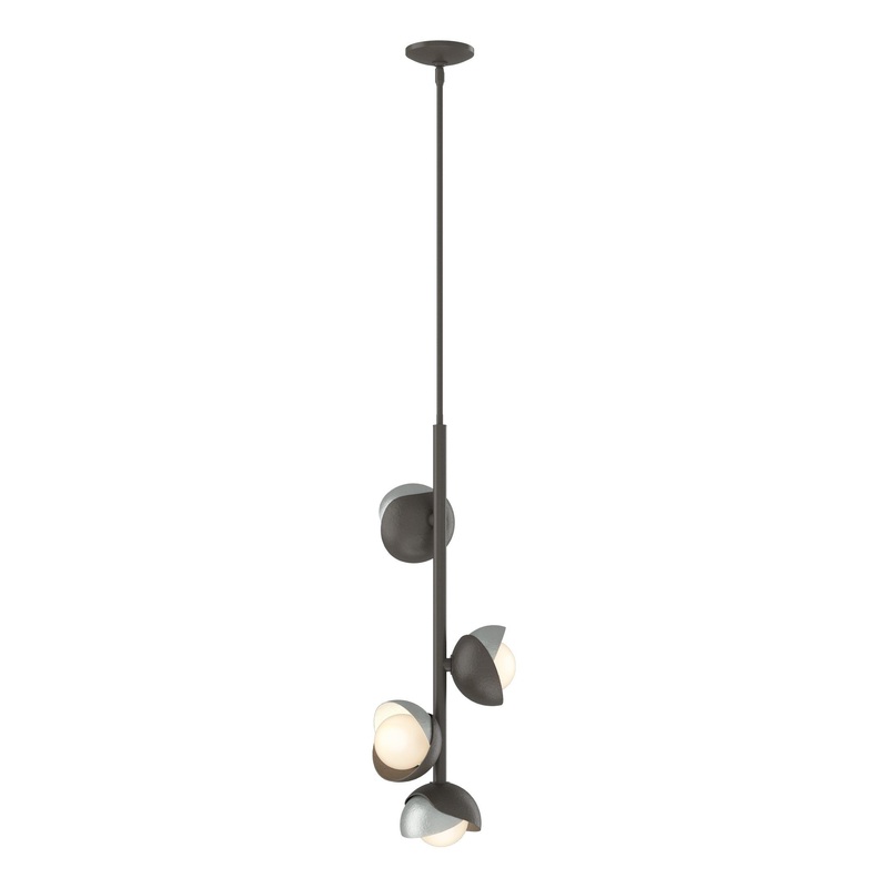 Brooklyn 4-Light Double Shade Vertical Pendant Dark Smoke Vintage Platinum