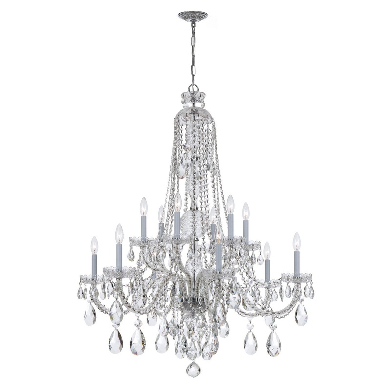 Crystorama 1112-CH-CL-SAQ Traditional Crystal 12 Light Chandelier Polished Chrome