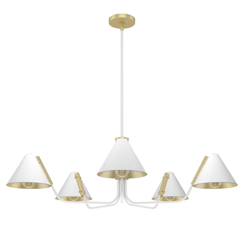 Five Light Chandelier from the Grove Isle Collection in Matte White Finish by Hunter