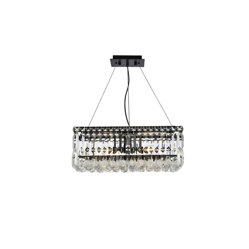 Four Light Chandelier from the Maxime Collection in Black And Clear Finish by Elegant Lighting