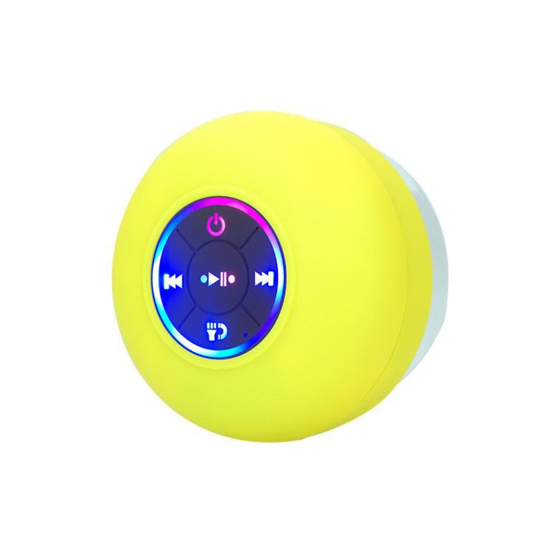 IPX4 Waterproof Bluetooth Shower Speaker with Suction Cup & LED Lights – Hands-Free Calling(yellow)