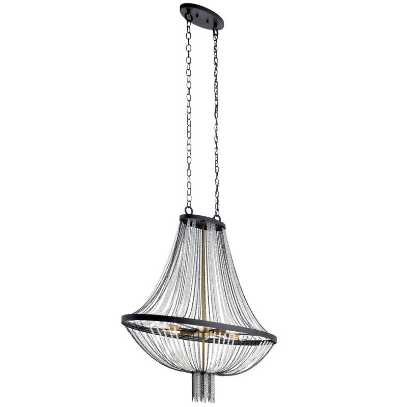Kichler 52048BKT Six Light Foyer Chandelier, Textured Black