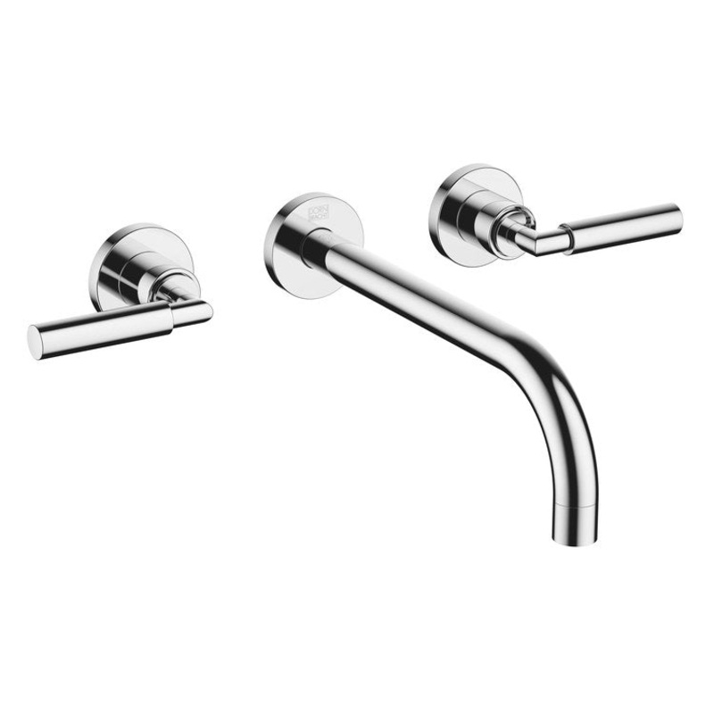 Lavatory Faucet TARA Wall Mount Mixer 2 Lever ADA WaterSense Chrome 1.2 Gallons per Minute Less Drain 3 Hole