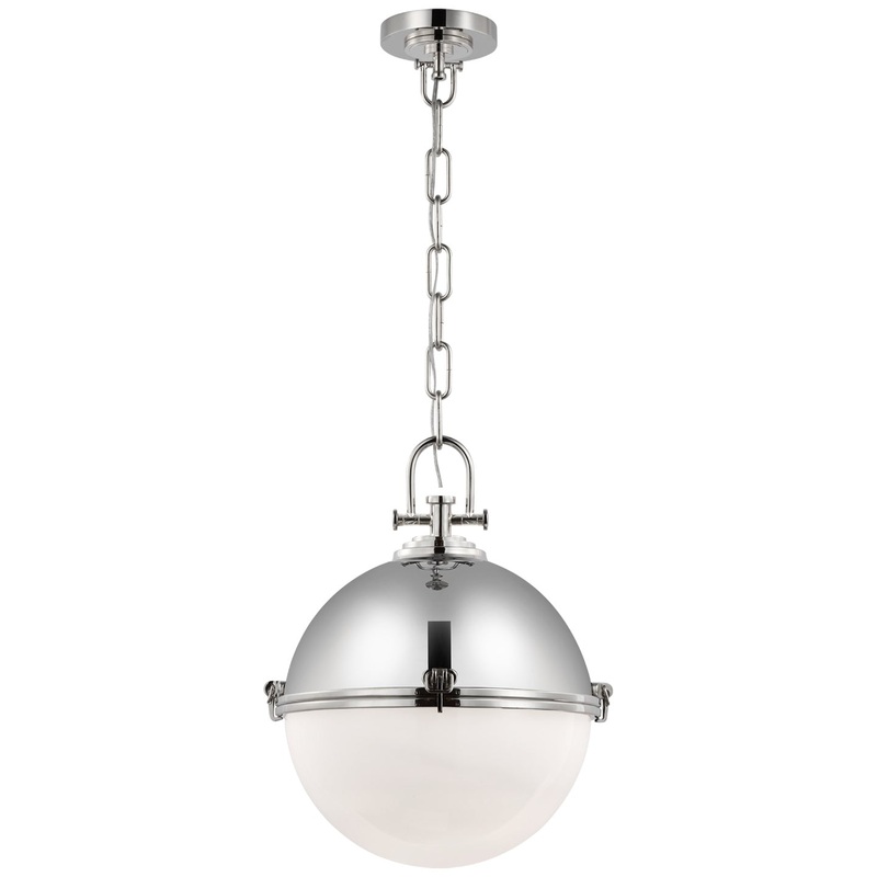 LED Pendant from the Adrian Collection in Polished Nickel Finish by Visual Comfort Signature