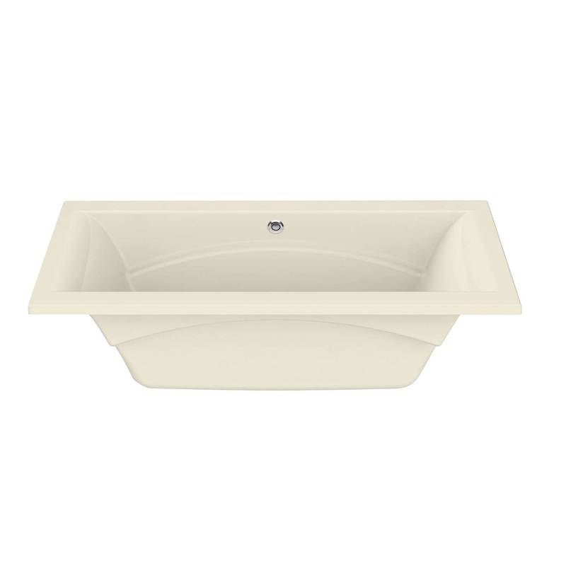 MAAX 101275-056-004 Optik 7242 Acrylic Undermount Center Drain Combined Hydrofeel & Aerofeel Bathtub in Bone