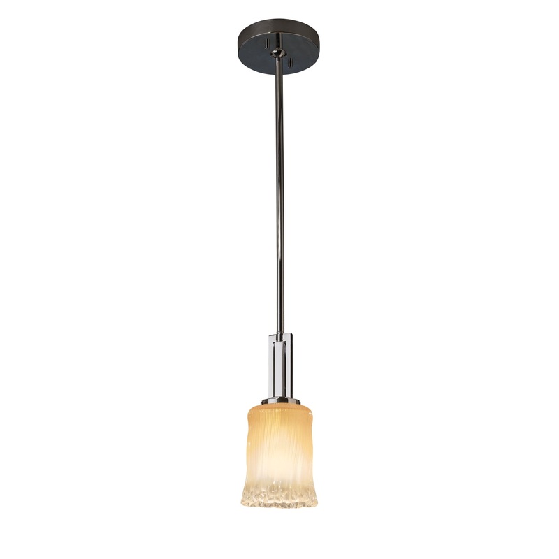 One Light Pendant from the Veneto Luce Collection in Polished Chrome Finish by Justice Designs