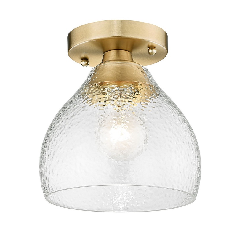 One Light Semi-Flush Mount from the Ariella BCB Collection in Brushed Champagne Bronze Finish by Golden