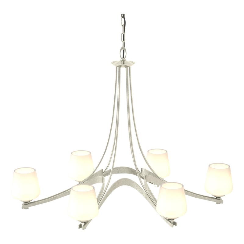 Oval Ribbon 6-Arm Chandelier Sterling