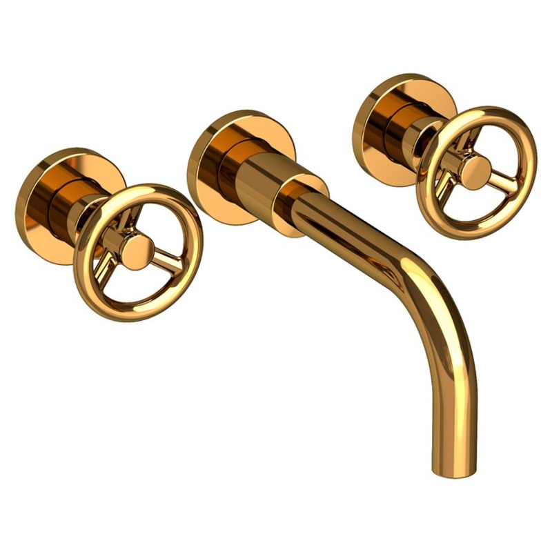 Slater Two Handle Wall-Mount Bathroom Faucet – Polished Gold PVD