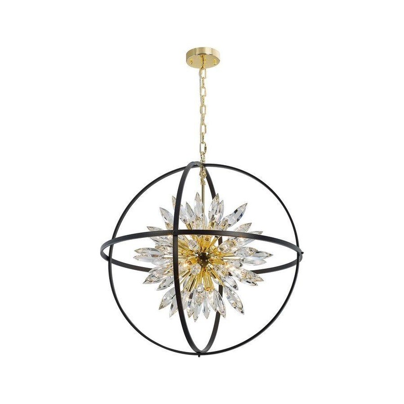Sunburst 18-Light Chandelier Gold and Black
