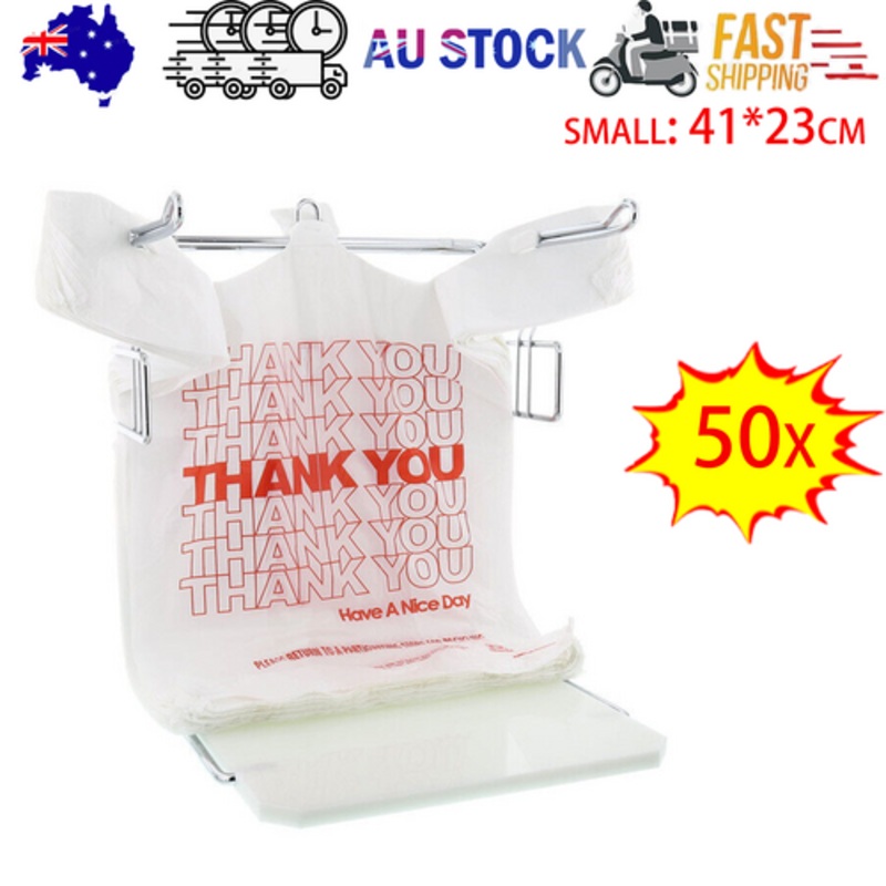 50X Plastic Shopping Bags – Reusable Recyclable Singlet Eco Grocery Carry Bag Small