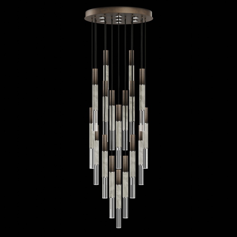 Antonia 31″W Round Pendant Bronze/Nickel/Smoke