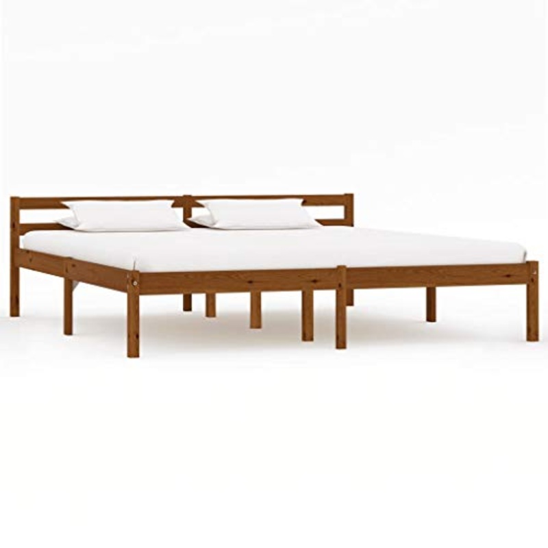 BIGTO – Struttura per letto in legno di pino massello, per camera da letto, colore: Marrone miele, 160 x 200 cm