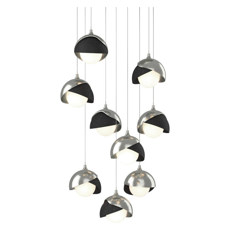 Brooklyn 9-Light Double Shade Pendant Sterling Black