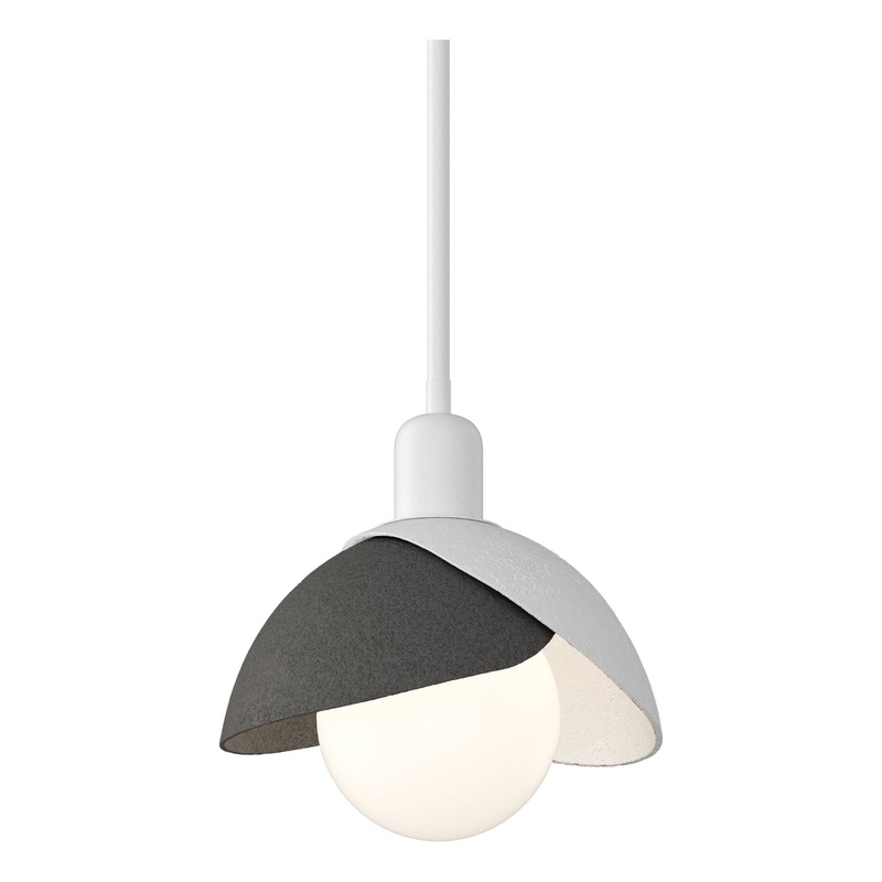 Brooklyn Double Shade Mini Pendant White Natural Iron
