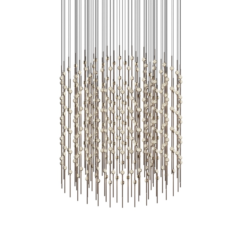 Constellation 48″ Centaurus Cylinder LED Pendant Espresso Black with Clear Faceted Acrylic 2200K