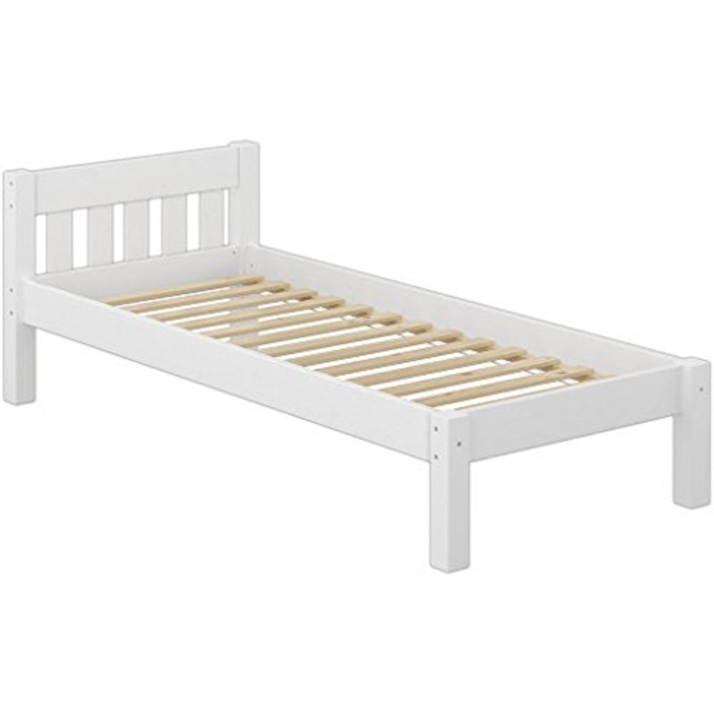 Erst-Holz Solido Letto Bianco per Materasso 90×200 in Pino con doghe rigide 60.38-09W