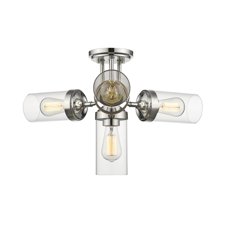Four Light Semi Flush Mount from the Calliope Collection in Polished Nickel Finish by Z-Lite