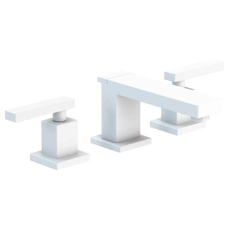 Lavatory Faucet Skylar Widespread 8 to 20 Inch Spread 2 Lever ADA WaterSense Matte White 1.2 Gallons per Minute Pop-Up 3 Hole