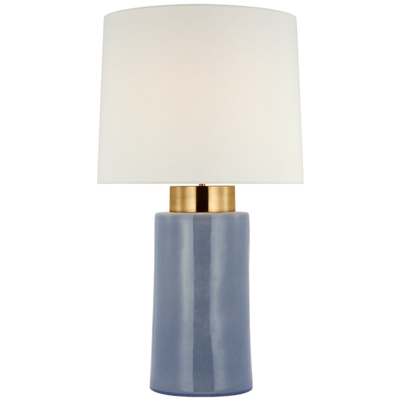 LED Table Lamp from the Xian Collection in Polar Blue Crackle And Soft Brass Finish by Visual Comfort Signature
