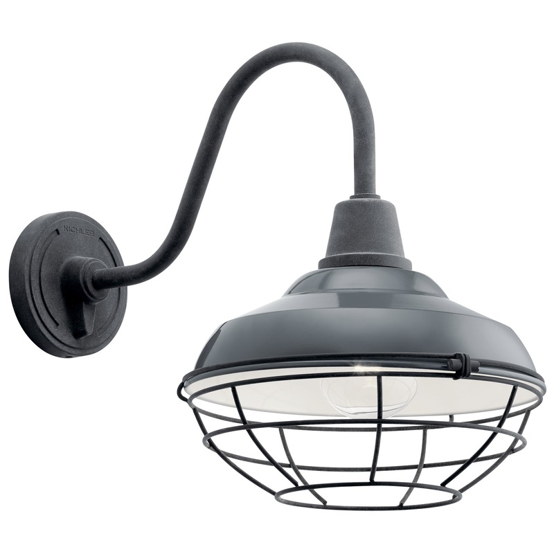 One Light Outdoor Wall Mount from the Pier Collection in Gloss Grey Finish by Kichler