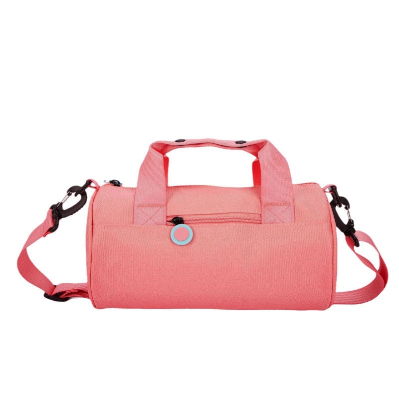 Waterproof Oxford Cylindrical Travel Bag – Large Capacity Handbag with Shoulder Strap(Peach)
