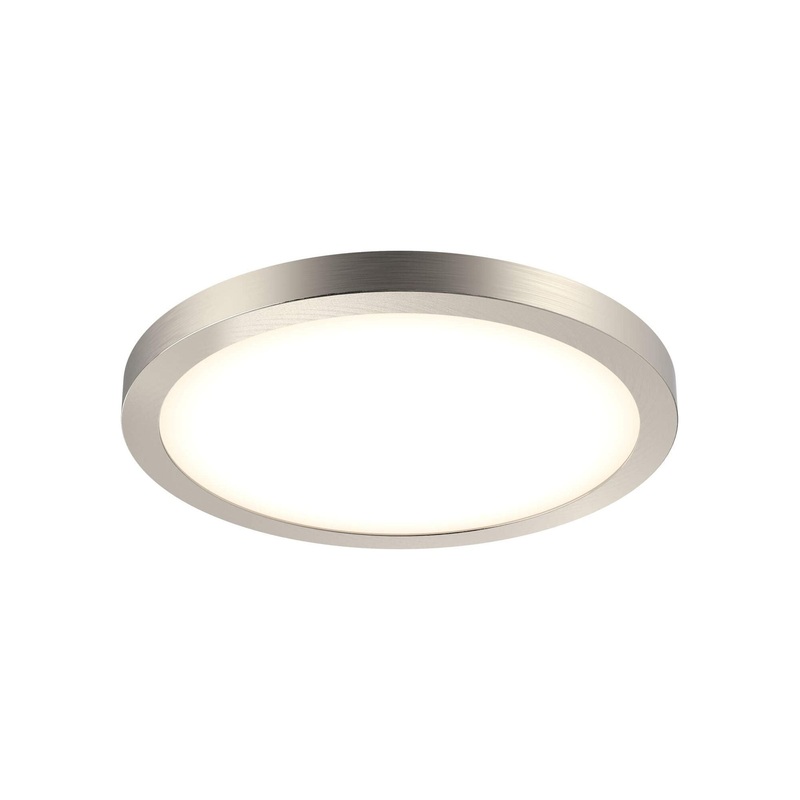 14″ Round Indoor/Outdoor LED Flush Mount Satin Nickel 120V | Triac Dimming