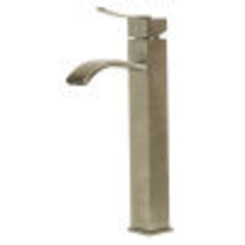 ALFI brand AB1158-BN Tall Brushed Nickel Tall Square Body Curved Spout Single Lever Bathroom Faucet