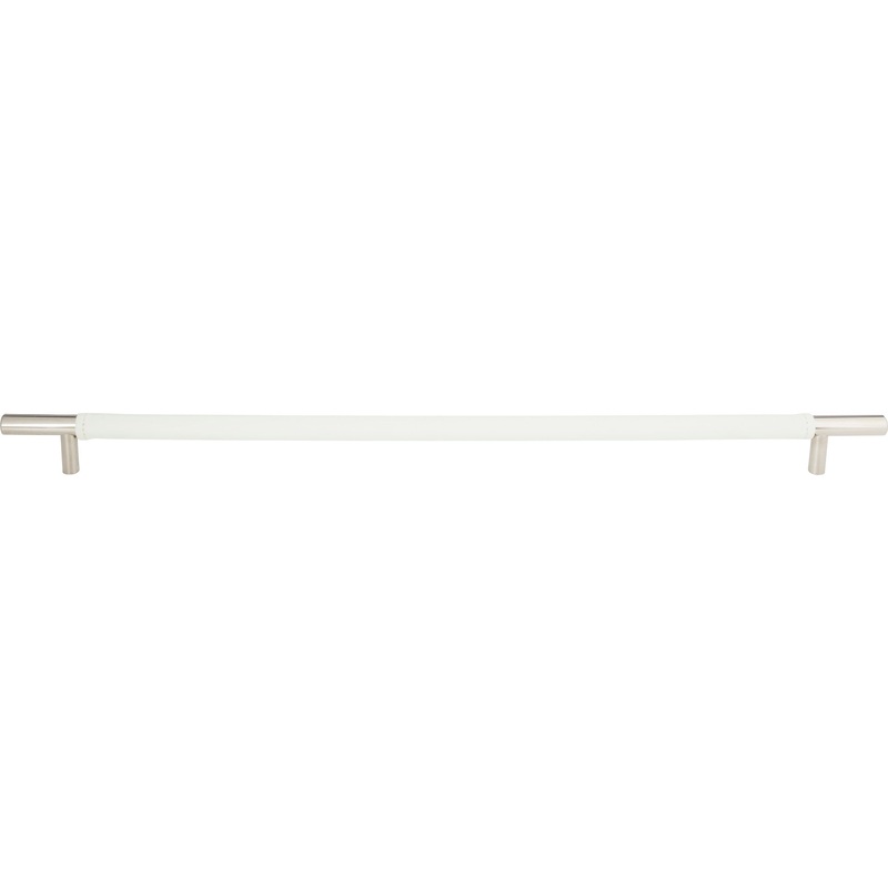 Atlas Homewares Zanzibar White Appliance Pull 17 Inch (c-c) Leather Polished Chrome