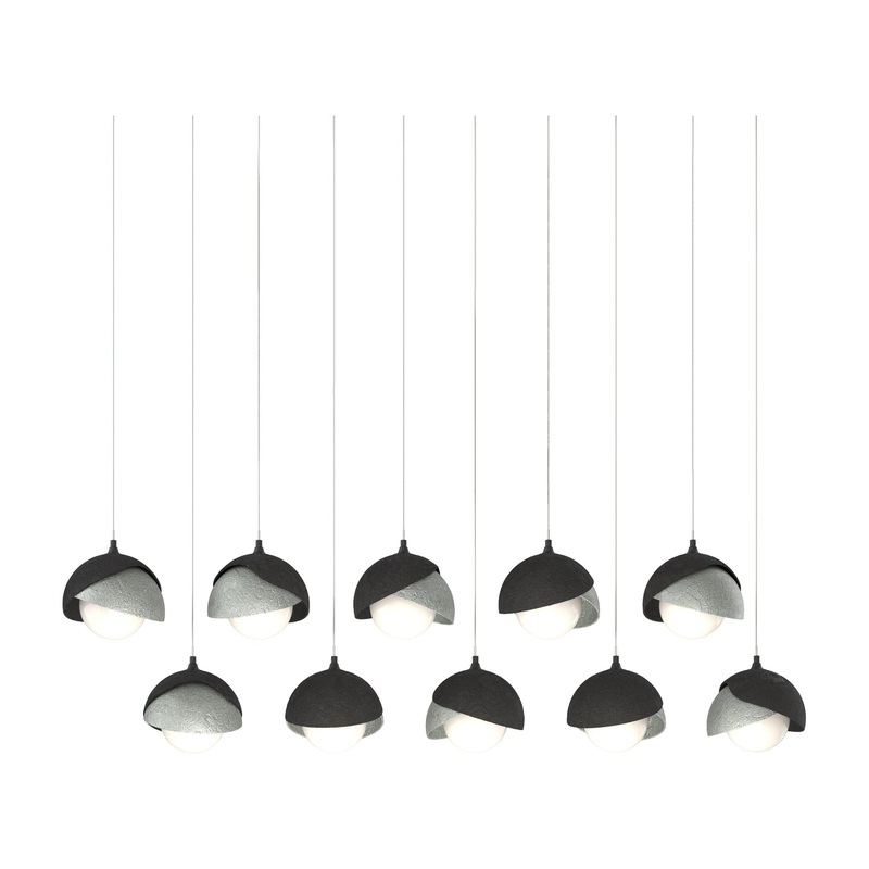 Brooklyn 10-Light Double Shade Pendant Black Vintage Platinum